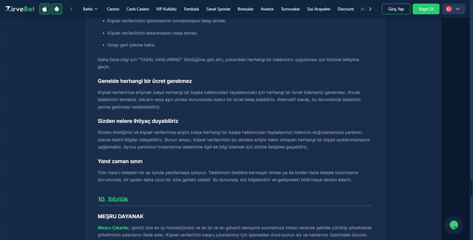 Zirvebet Casino Oyunları