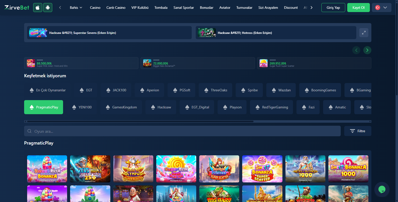 Zirvebet Top  Casino Oyunları